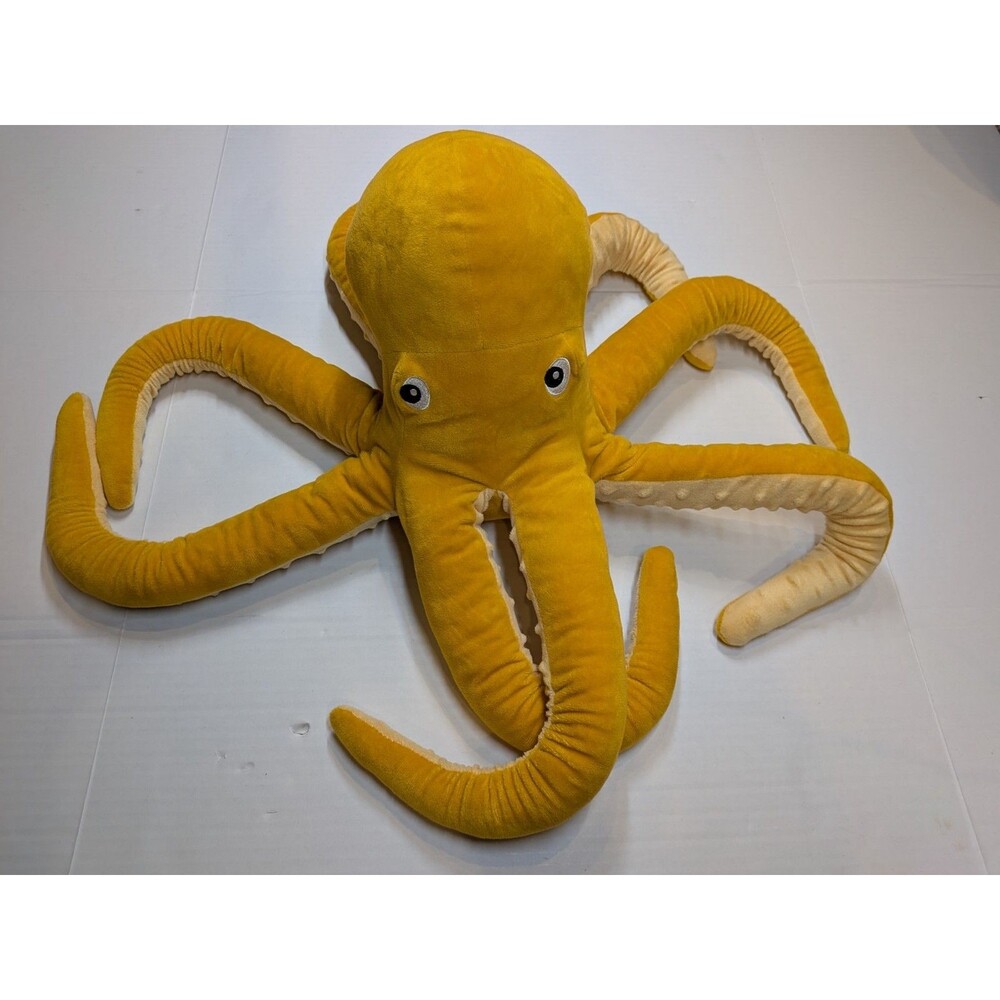 Octopus Plush Soft Yellow Large 12” Stuffed Animal IKEA BLAVINGAD Sea Life Ocean